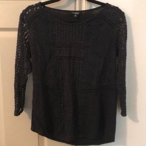 Embroidered Lucky Brand Black Boho Top